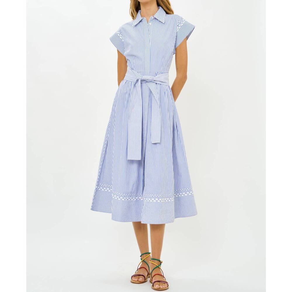 NEW OLIPHANT belted shirt dress in sconset blue
